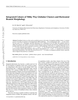 Integrated Colours of Milky Way Globular Clusters and Horizontal Branch Morphology