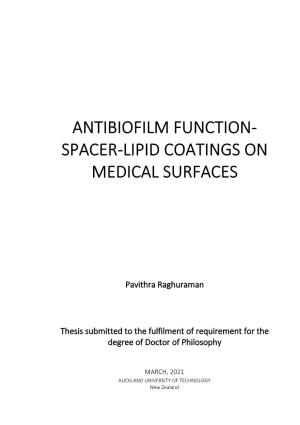 Antibiofilm Function-Spacer-Lipid Coatings on Medical Surfaces