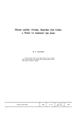 Miocene C4tfishes (Ariidae, Bagridae) from Lisbon: a Nilotic (Or Sudanian) Type Fauna