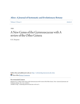 A New Genus of the Gymnoascaceae with a Review of the Other Genera R