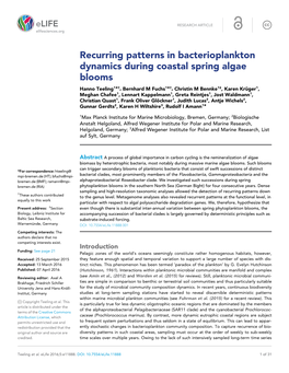 Recurring Patterns in Bacterioplankton Dynamics During Coastal Spring