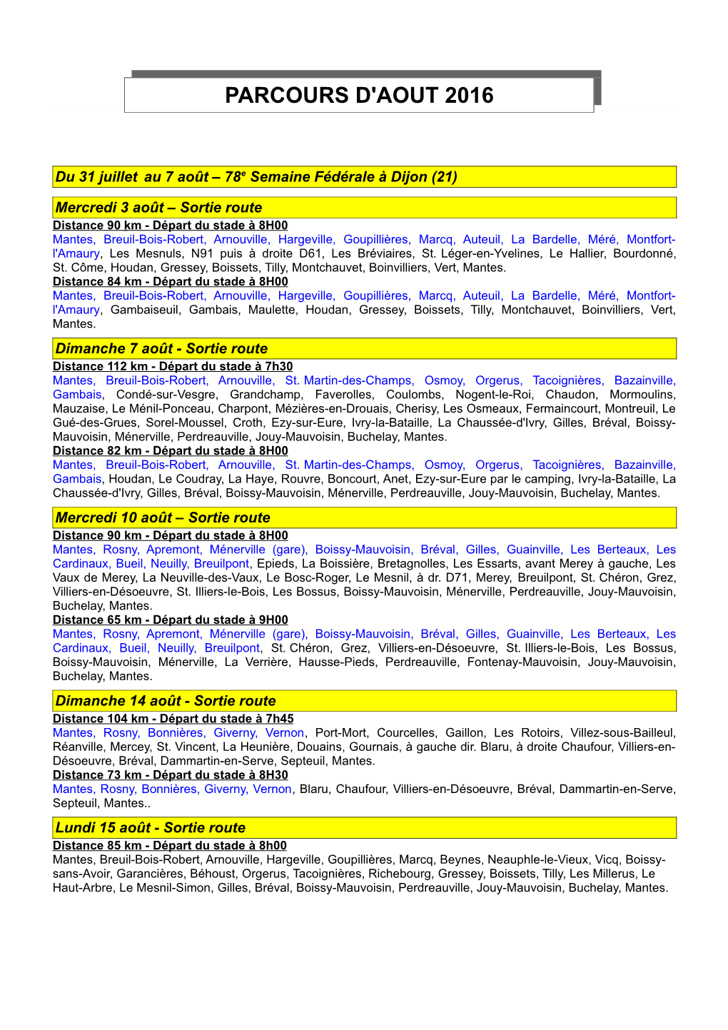 Parcours D'aout 2016