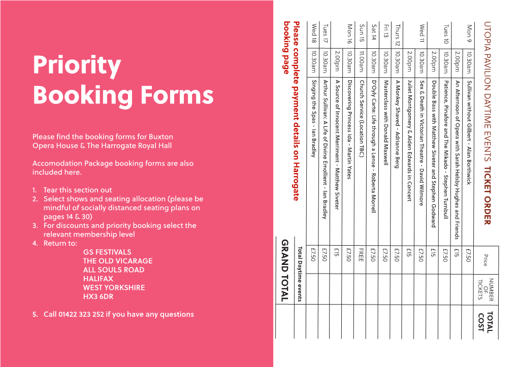 Priority Booking Forms