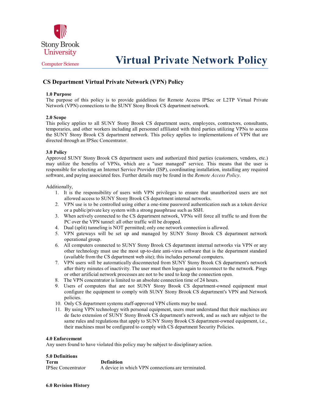 Virtual Private Network Policy