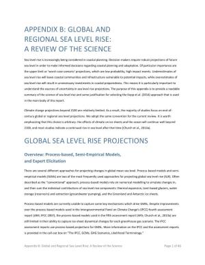 Appendix B: Global and Regional Sea Level Rise: a Review of the Science