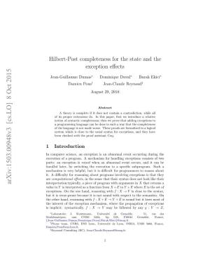 Hilbert-Post Completeness for the State and the Exception Effects