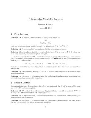Differentiable Manifolds Lectures