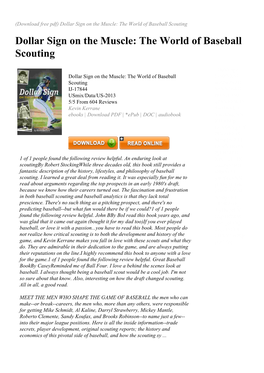 Dollar Sign on the Muscle: the World of Baseball Scouting Dollar Sign on the Muscle: the World of Baseball Scouting