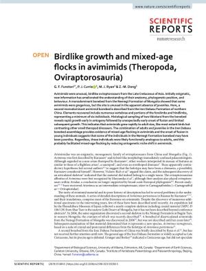Birdlike Growth and Mixed-Age Flocks in Avimimids (Theropoda