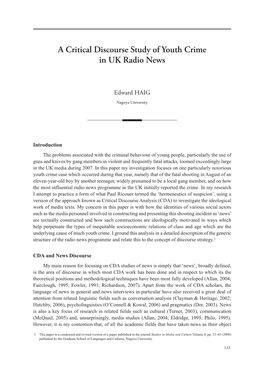 A Critical Discourse Study of Youth Crime in UK Radio News