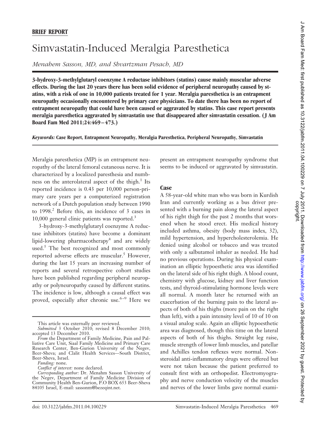 Simvastatin-Induced Meralgia Paresthetica