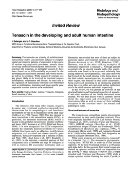 Lnvited Review Tenascin in the Developing and Adult Human Intestine