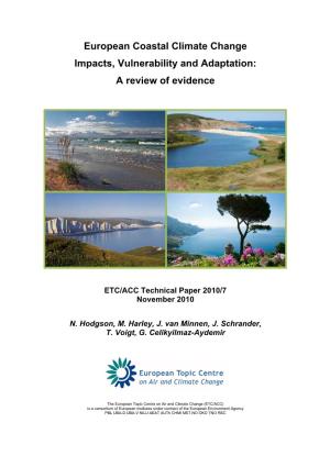 European Coastal Climate Change Impacts, Vulnerability and Adaptation: a Review of Evidence