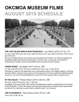 Okcmoa Museum Films August 2019 Schedule