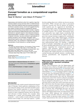 Concept Formation As a Computational Cognitive Process