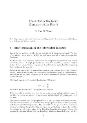 Interstellar Astrophysics Summary Notes: Part 5