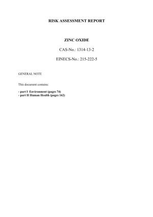 RISK ASSESSMENT REPORT ZINC OXIDE CAS-No