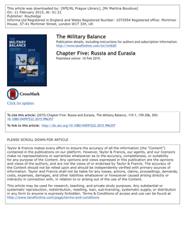 The Military Balance Chapter Five: Russia and Eurasia