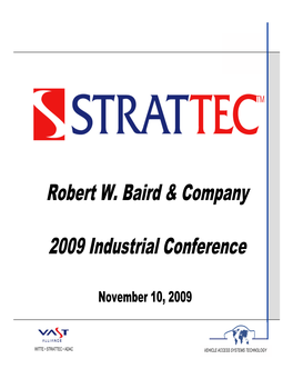Robert W. Baird & Company 2009 Industrial Conference