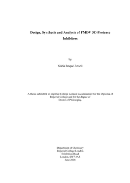 Design, Synthesis and Analysis of FMDV 3C-Protease Inhibitors
