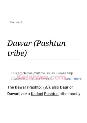Dawar (Pashtun Tribe)