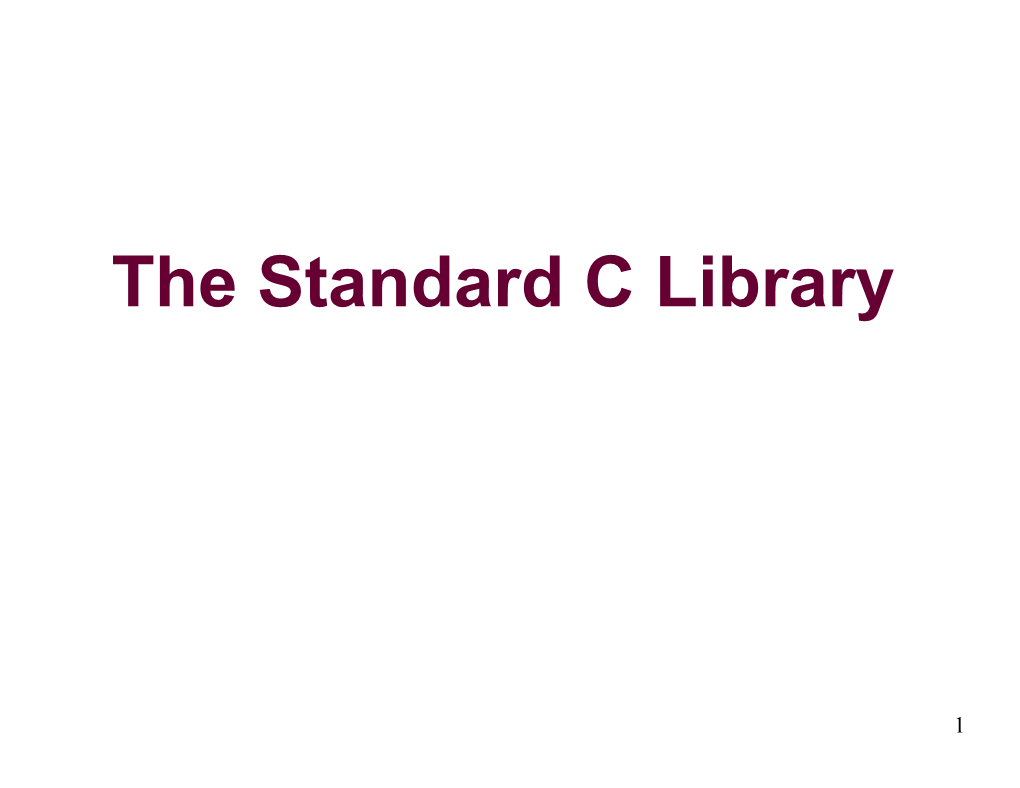 The Standard C Library