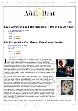 The Audio Beat - Louis Armstrong and Ella Fitzgerald • Ella and Louis Again; Ella Fitzgerald • Clap Hands, Here Comes Charlie! 11.07.11 09:28