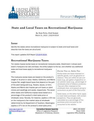 State and Local Taxes on Recreational Marijuana