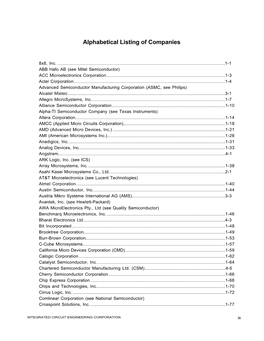 Alphabetical Listing of Companies