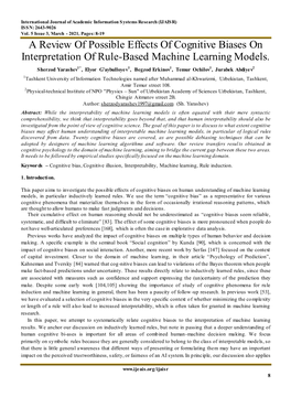 A Review of Possible Effects of Cognitive Biases on Interpretation of Rule-Based Machine Learning Models
