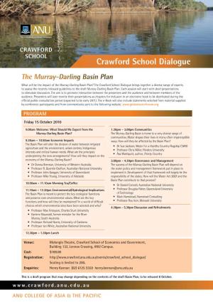The Murray-Darling Basin Plan Crawford School Dialogue