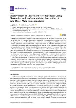 Improvement of Testicular Steroidogenesis Using Flavonoids and Isoﬂavonoids for Prevention of Late-Onset Male Hypogonadism