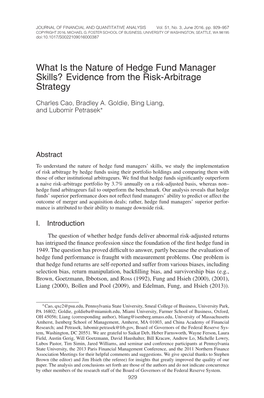 What Is the Nature of Hedge Fund Manager Skills? Evidence from the Risk-Arbitrage Strategy