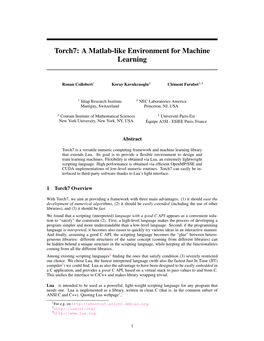 Torch7: a Matlab-Like Environment for Machine Learning