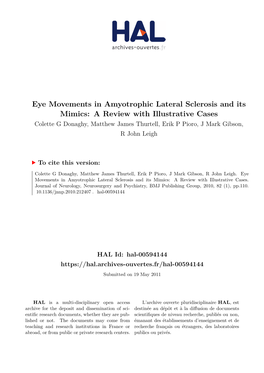 Eye Movements in Amyotrophic Lateral