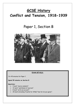 GCSE History Conflict and Tension, 1918-1939 Paper 1, Section B
