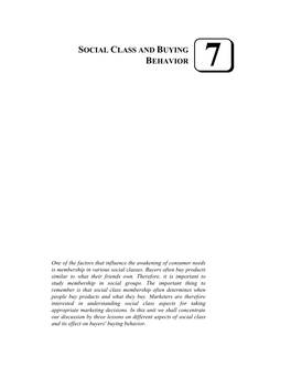 Social Class and Buying Behavior 7