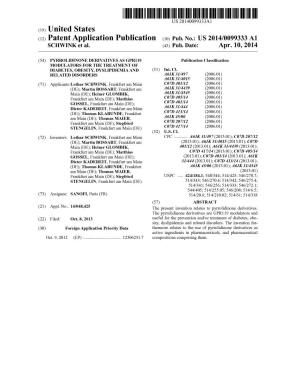 (12) Patent Application Publication (10) Pub. No.: US 2014/0099333 A1 SCHWINK Et Al