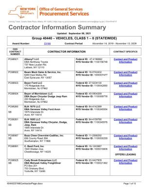 Contractor Information Summary