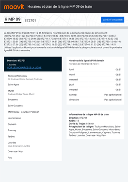 Horaires Et Trajet De La Ligne MP 09 De Train Sur Une Carte