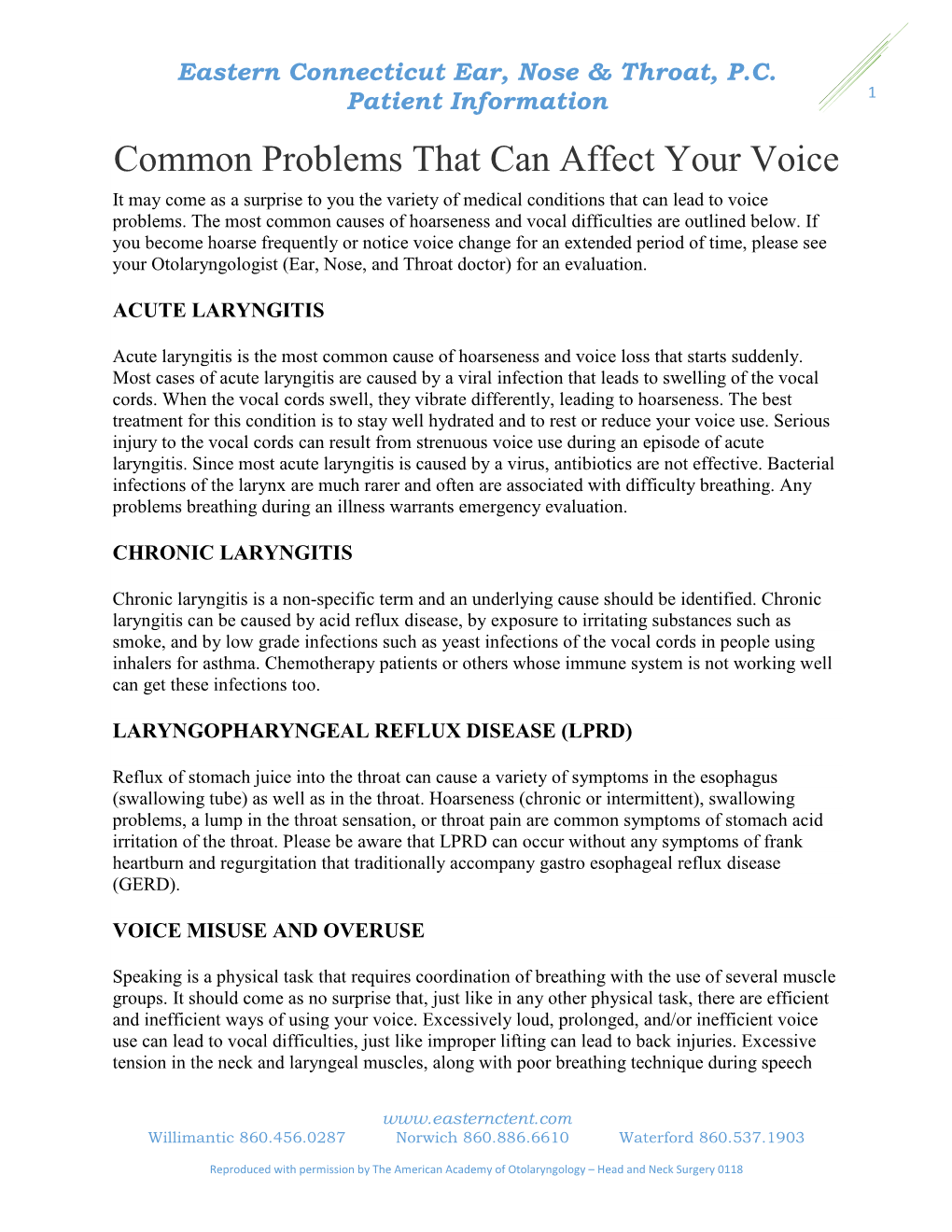 Common Problems That Can Affect Your Voice It May Come As a Surprise to You the Variety of Medical Conditions That Can Lead to Voice Problems