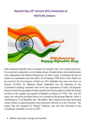 Republic Day, 26Th January 2021 Celebration at NSTI(W) Indore