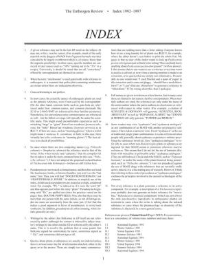 The Entheogen Review • Index 1992–1997 1