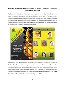 Report of the Two-Day National Webinar on Recent Advances in Theoretical and Advance Statistics