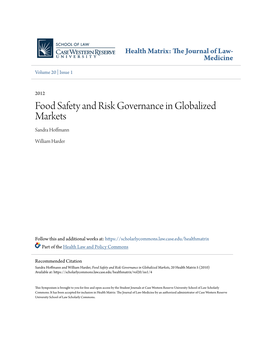 Food Safety and Risk Governance in Globalized Markets Sandra Hoffmann