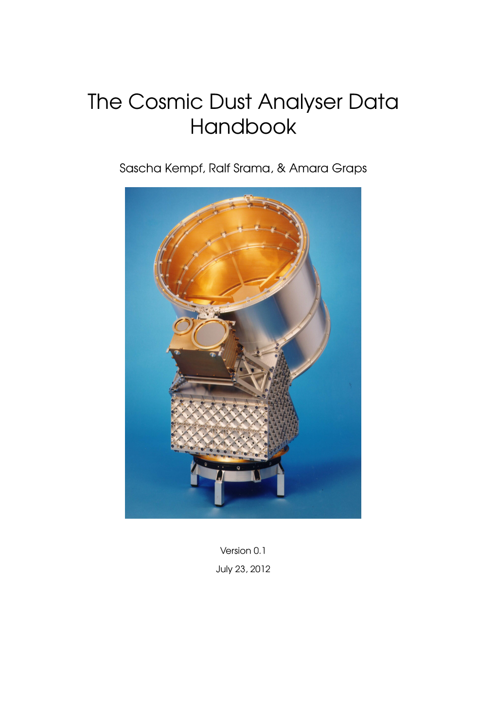 The Cosmic Dust Analyser Data Handbook