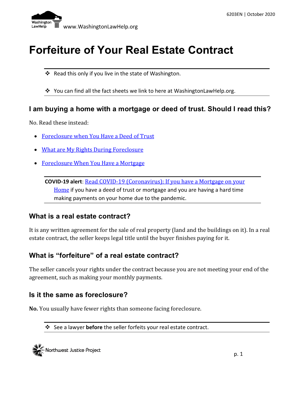 Forfeiture of Your Real Estate Contract