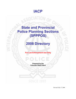 State and Provincial Police Planning Sections (SPPPOS) 2008 Directory