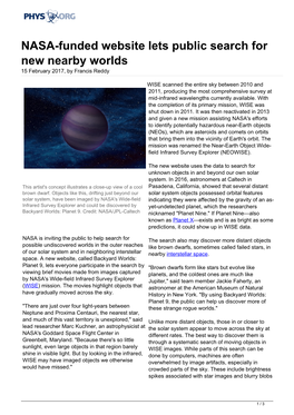 NASA-Funded Website Lets Public Search for New Nearby Worlds 15 February 2017, by Francis Reddy