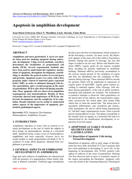 Apoptosis in Amphibian Development